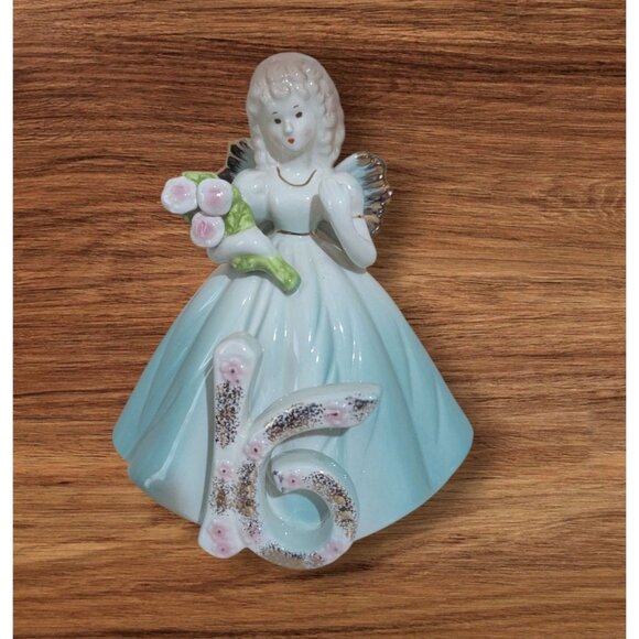 Vintage Josef Originals Age 16 Angel Girl Figurine With Flowers Birthday 5.5" - Picture 1 of 6